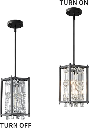 Miniatura 7 de LMQNINE Modernas lámparas colgantes negras para isla de cocina, lámpara de araña de cristal, iluminación colgante ajustable de granja para comedor