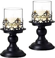 Vista 11 de Portavelas de cristal de huracán para velas de pilar, decoración vintage para centro de mesa, boda, comedor, fiesta, decoración de Navidad