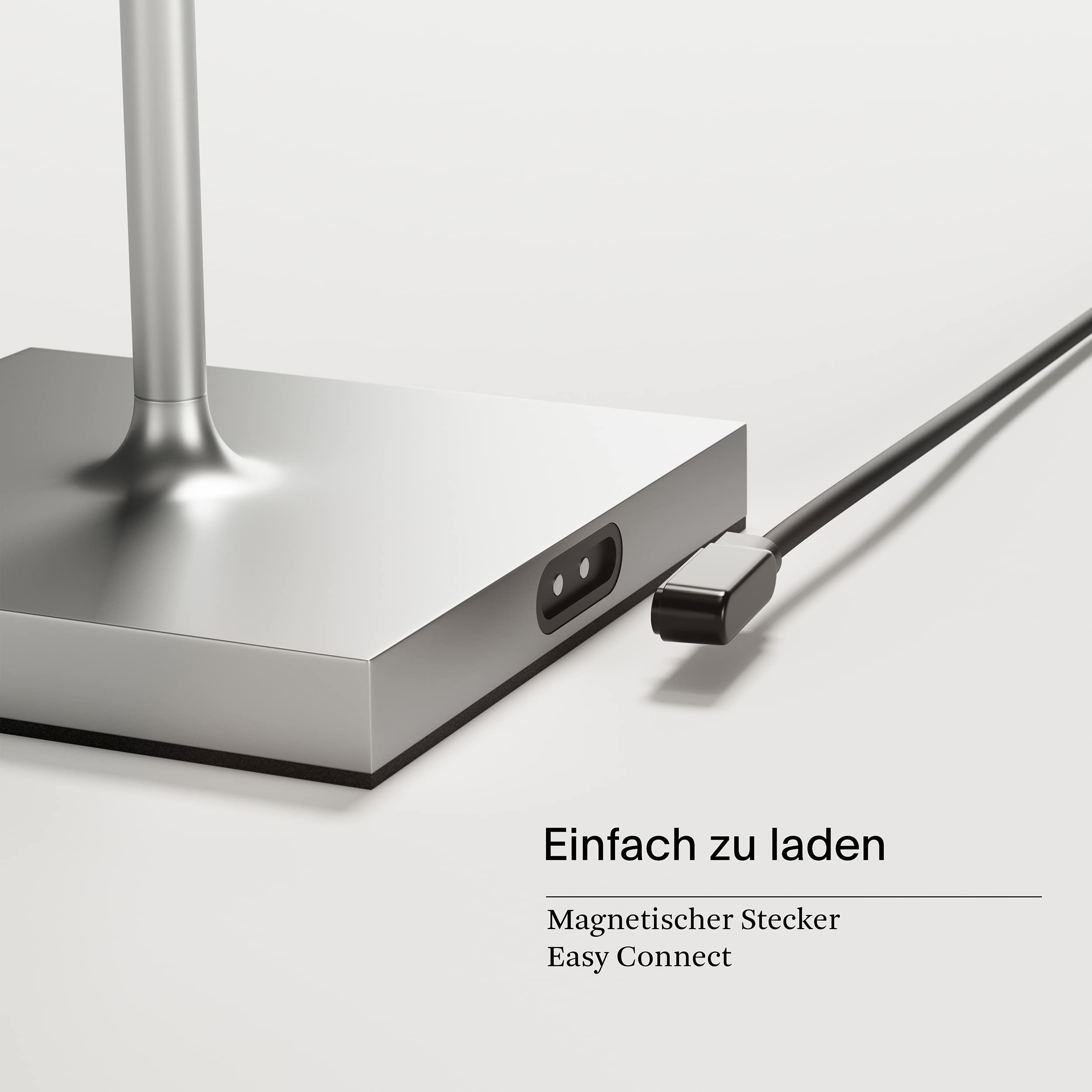 SIGOR Nuindie - Dimmbare LED Akku-Tischlampe Indoor & Outdoor, aufladbar mit Easy-Connect, 12h Leuchtdauer, silber