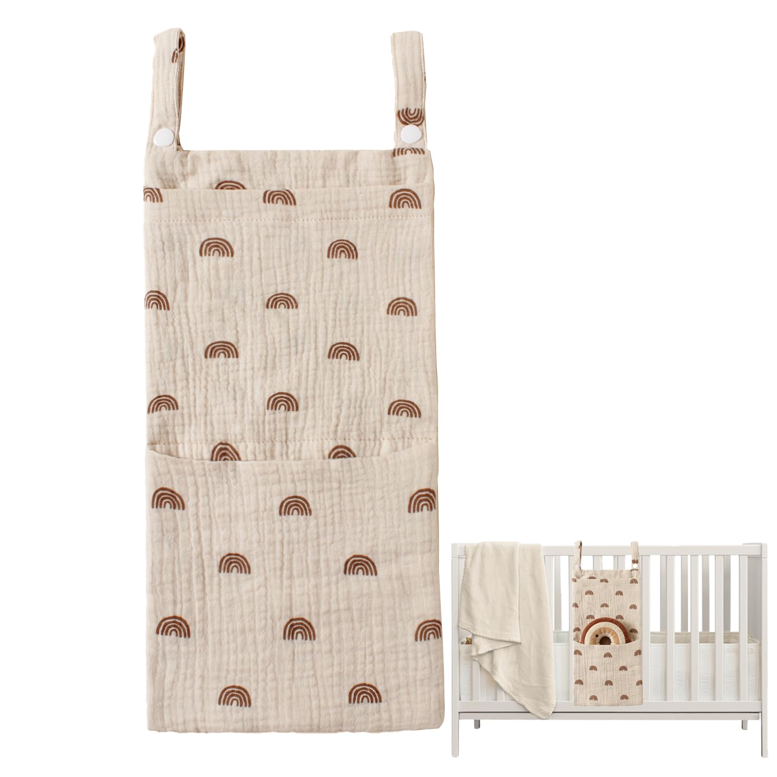 XJLyaya Hängeorganizer, Babybett Organizer, Aufbewahrung Kinderzimmer, Hängender Organizer mit 2 Taschen, Wird zur Aufbewahrung Von Kinderbetten, Windeln, Kleidung und Spielzeug Verwendet