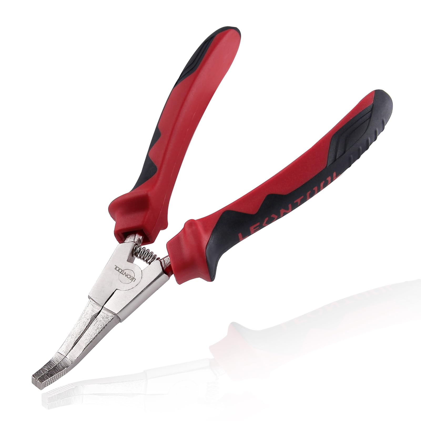 LEONTOOL 8 Inch Bent Nose Lock Ring Pliers for Transmission Transfer Cases & More, Red, Large