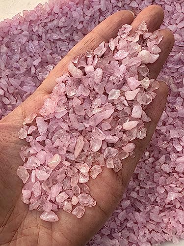 Image of 2 oz Lot Natural Semi Tumbled Gemstone Chips, Crushed Mini Crystals, Undrilled Crystal Chips (Rose Quartz)
