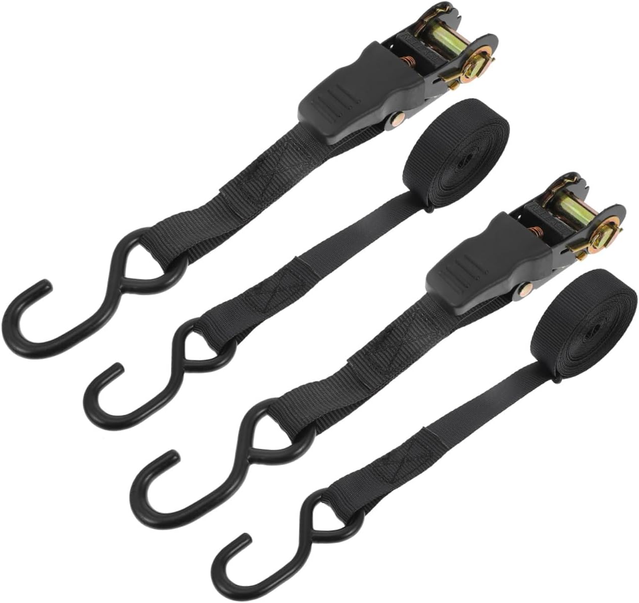 2sets Luggage Binding Straps Cargo Fixing Straps for Motorcycle and Car Transport Environmental-Friendly Tightening Ropes Easy to Use Black