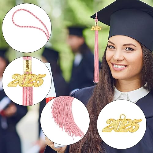 Vista 54 de Borla 2025, 1 unidad, borla de graduación para graduados 2025, borla 2025 con dijes de fecha dorada 2025 para fiestas de graduación, ceremonias
