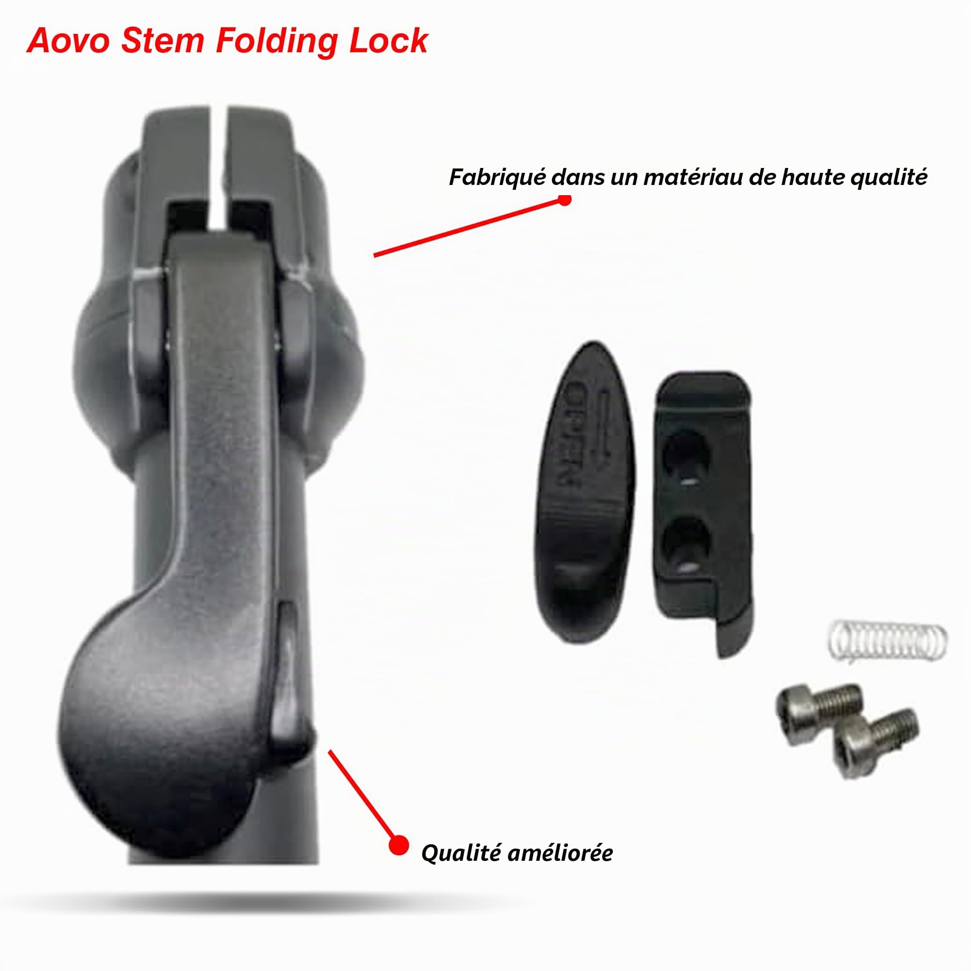 Aovo Pro Trottinette Électrique Pliable - Tige et Mécanisme de Verrouillage - Pièces de Rechange Pour Modèles M365 - Taille Parfaite Pour Scooter, Aluminium