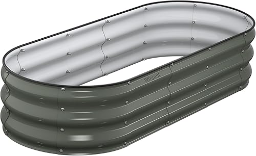 Miniatura 12 de Kit de Cama de Jardín Elevada, Caja de Plantación Galvanizada de 6 x 3 x 1 pies para Exteriores con Bordes de Seguridad, Camas Elevadas de Metal