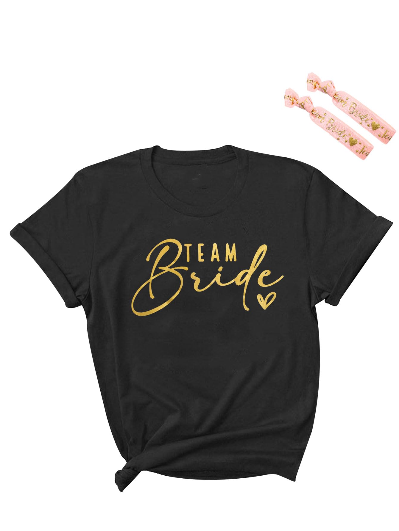 Raveparty Team Bride Tshirt, Bride Tshirt Bride Squad t Shirts with 2 Pieces Gift Box Ribbon for Bridesmaid Party Wedding Event Bachelorette Party