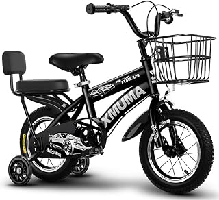Dsrgwe Kids' Bikes Children's Boy’s Girl’s Training Bicycle for 2-10 Years Childrens Bicycle with Flash Training Wheels and Stabilisers (Color : Black, Size : 18inch)