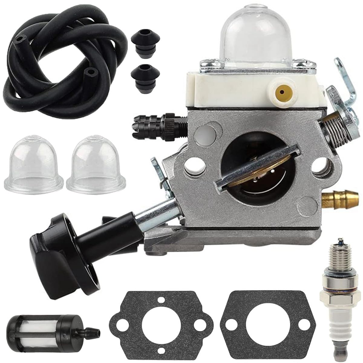 ZAMDOE Kit de carburateur pour Stihl SH56 SH56C SH86 SH86C BG86 BG86CE BG86Z BG86CEZ Ventilateur, remplace # C1M-S261B 42411200616 4241 120 0616, avec Conduite de Carburant pour Bougie d'allumage