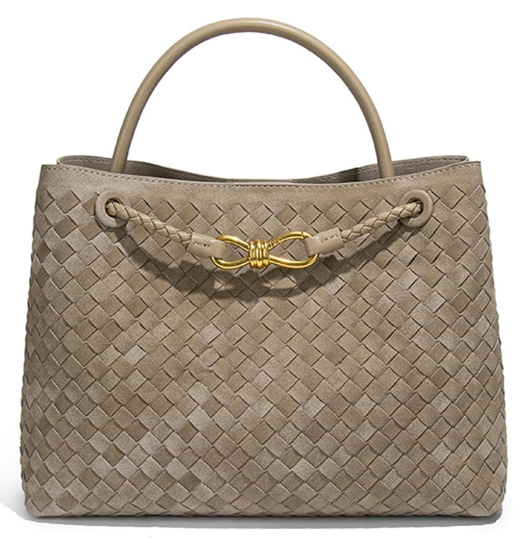 NictionSuede Woven Tote Bag for Women PU Leather Hobo Bags Trendy Crossbody Purse Shoulder Satchel Bag Top Handle Tote Handbag