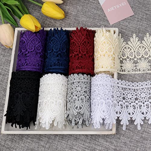 Navy Lace Trim 5 Yards Wide Venise Lace Ribbon Embroidered Edge Trim For Sewing Diy Crafts Wedding Applique Home Decor #TOP2