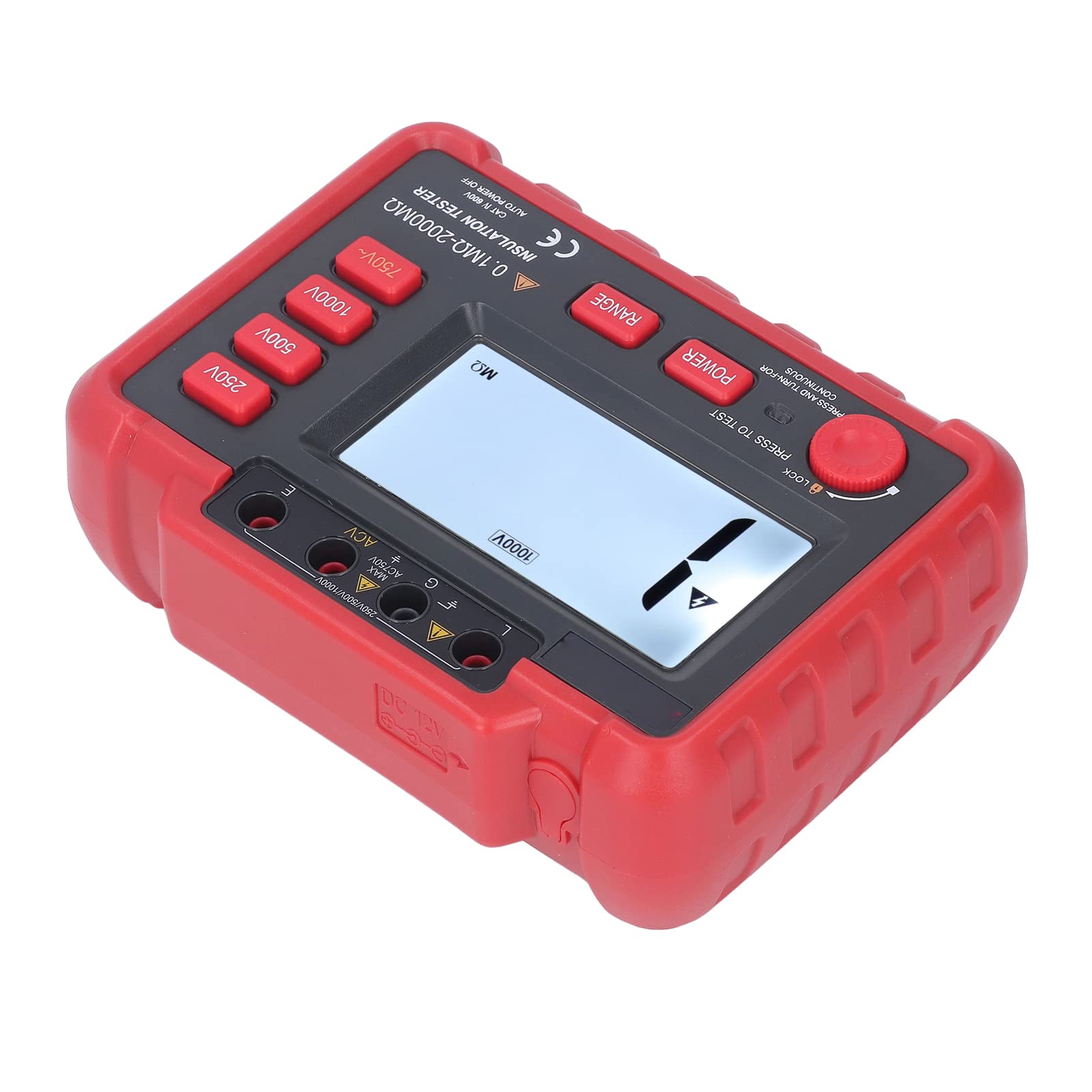 Cocoarm Tester Rezystancji Uziemienia Izolacji ABS Cyfrowy Miernik Rezystancji Uziemienia DC 250 V 500 V 1000 Podświetlenie Wyświetlacza Blokada Testowa dla Kabla Silnikowego Sprzęt Zasilający