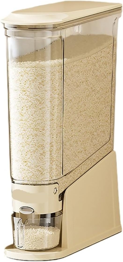 Rice Bucket - Press-Top Sealed Grain Dispenser for Cereal Storage, Transparent Kitchen Organizer(Red,500ml)