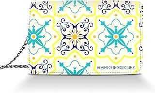 Alviero Rodriguez Borsa Bianca Donna Maioliche Verdarancio Arte Ceramica in Vera Pelle (Catena Argento)