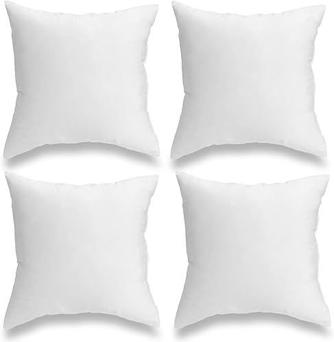 Foamily Juego de 4 almohadas decorativas de 18 x 18 pulgadas para cama y sofá, 100 % algodón lavable a máquina, para interiores