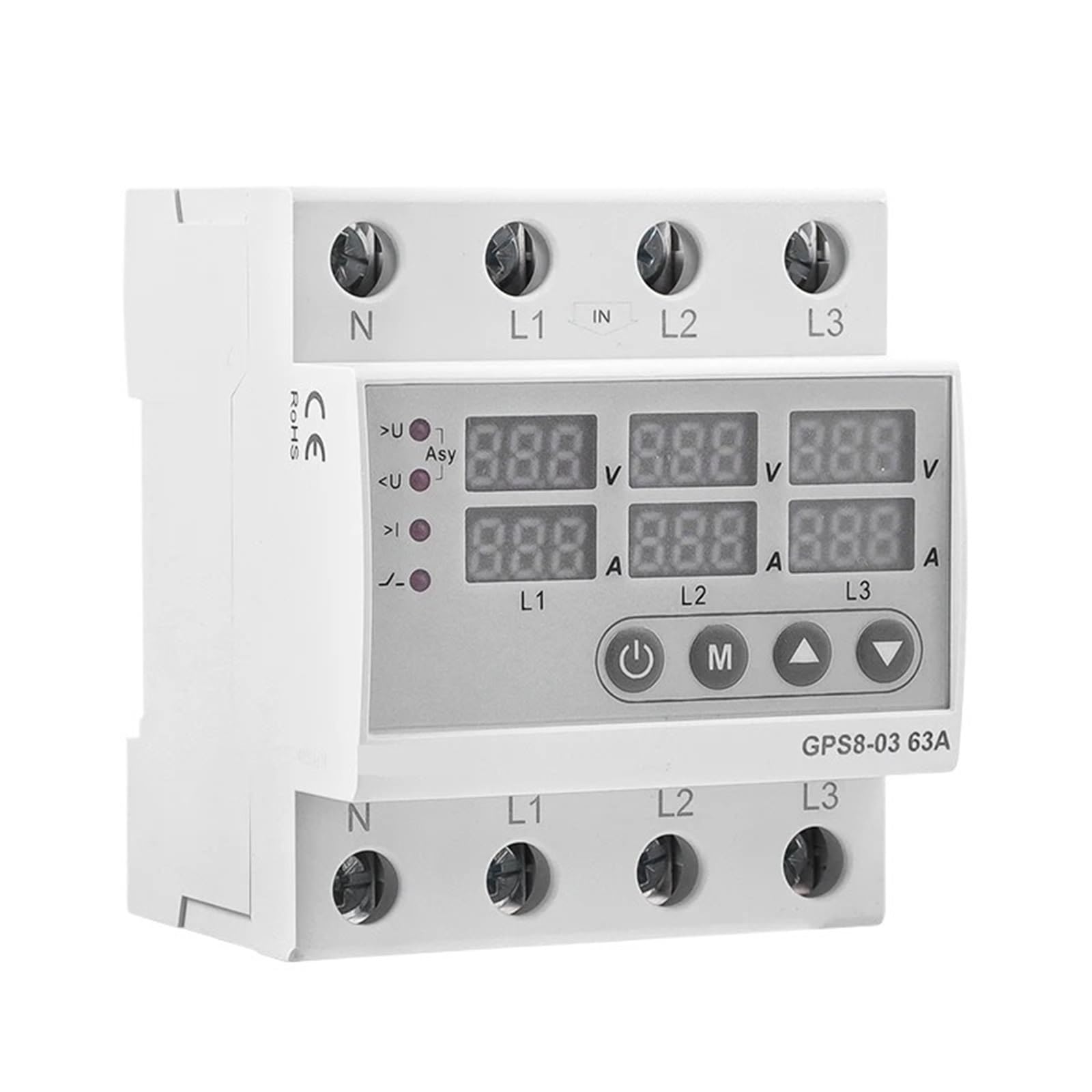 Relais de tension triphasé solution anti surtension rail DIN 63A