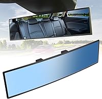 JOYTUTUS 11.81" Universal Panoramic Convex Rear View Mirror - Clip-On Wide Angle Blind Spot Reducer for Cars, SUVs, Trucks - Blue