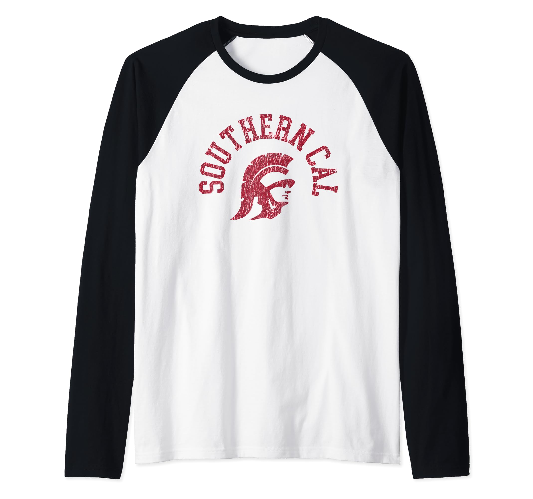 USC USC Southern Cal Distressed 80s Design Raglan Baseball Tee