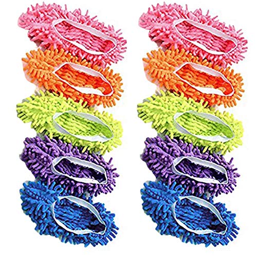 Shuxinmd Polvo Mopa Pantuflas Multiuso Suelo Limpieza Cubiertas de Zapato Limpiador Pie Calcetines Mopa Tapas 5 Pares