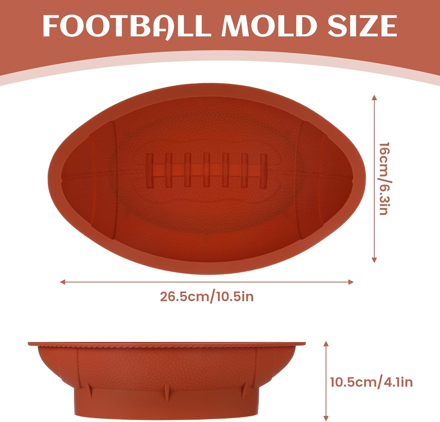 Football Cake Pan 10.5in Football Cake Mold,3D Silicone Football Molds for Baking,Nonstick Football Cakes Pop Mold,Football Molds for Cakes,Chocolate,Party Supplies for Superbowl,Birthday,Sport Event - Image 2