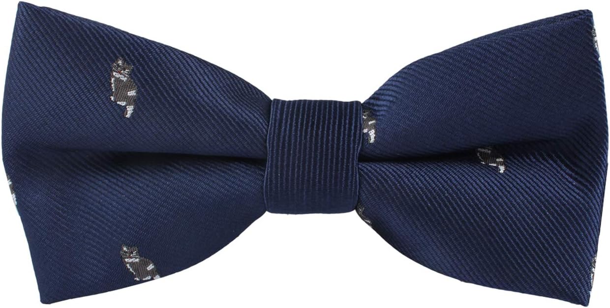 Cat Kitten Bowtie for Men | Animal Neckties | Work Bow Tie for Him | Birthday Gift for Guys Cat Lover (Grey Cat Bow Tie)
