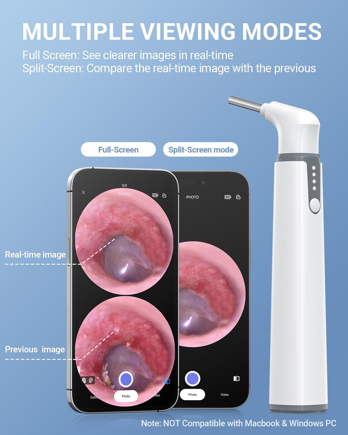 Multiple viewing modes: Full-Screen and Split-Screen