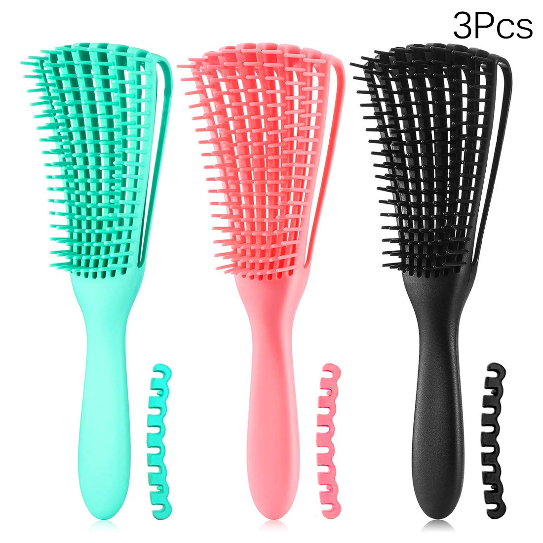 3 Pack Hair Detangler Brush for Afro America/African Hair Textured 3a to 4c Kinky Wavy/Curly/Coily/Wet/Dry/Oil/Thick/Long Hair, Detangling Brush for Natural Hair, Exfoliating Your Scalp for Beautiful : Beauty & Personal Care