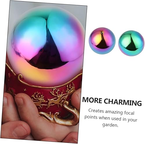 Miniatura 8 de 2 bolas grandes brillantes de acero inoxidable espejo huecas bolas decorativas orbes arco iris mirando bolas para jardín dic