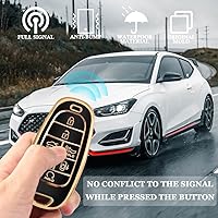 Vista 4 de Funda para llave de coche Hyundai, compatible con Hyundai Sonata Santa fe Tucson 2019-2022 con 7 botones, llave inteligente de TPU de 360 grados