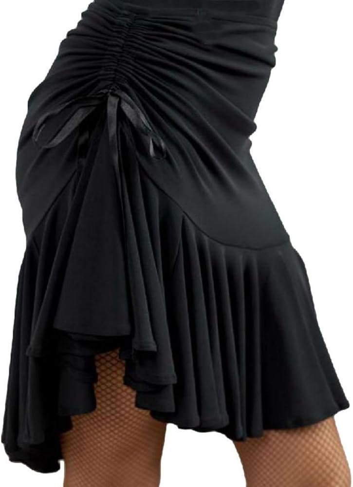 社交ダンス用黒ドレス 長袖 レッスンウェア 美品M フレアスカート