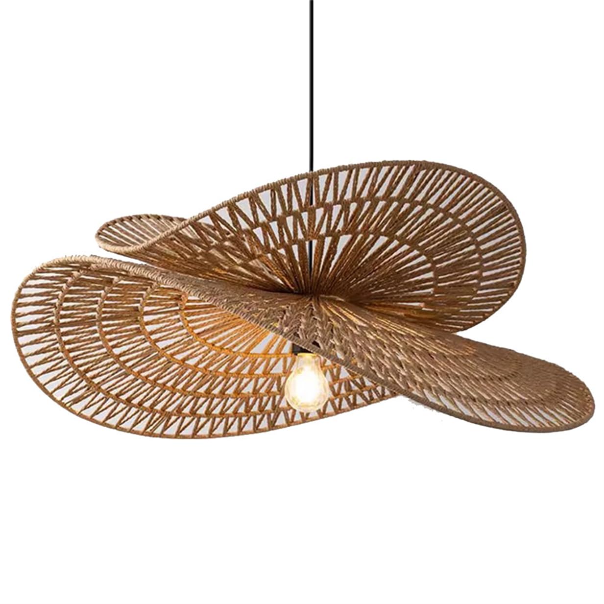 LQZCXMF Modern Farmhouse Chandeliers Hemp Rope Pendant Lamp Double-Layer Rustic Hemp Rope Lamp Shade One-Light Handmade Hanging Lights Fixtures for Kitchen Dining Room Living Room Foyer