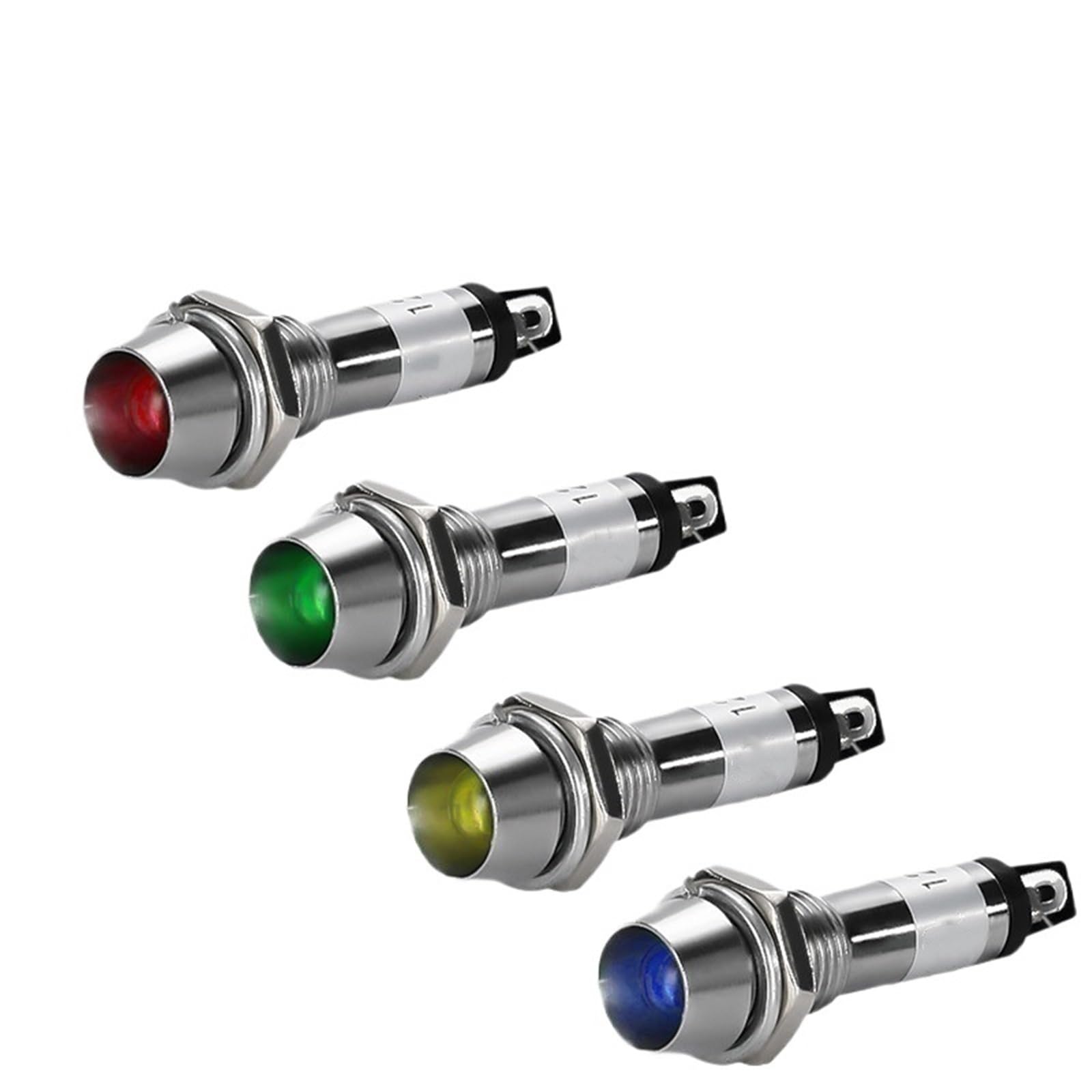 1/5/10 piezas 8MM pequeña fuente de alimentación metal LED luz de señal de trabajo XD8-1 luz circular de cobre rojo verde amarillo 12V 24V 220V(DVPCOPM-SL,10PCS_24 V)