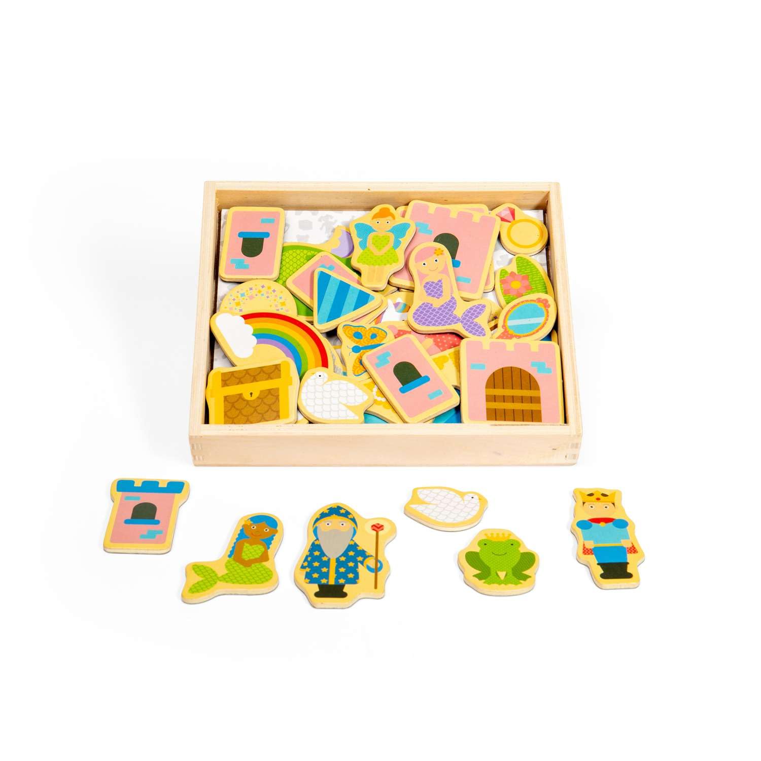 Bigjigs Toys Wooden Fantasy Magnets, 35 Piece Wooden Magnet Set