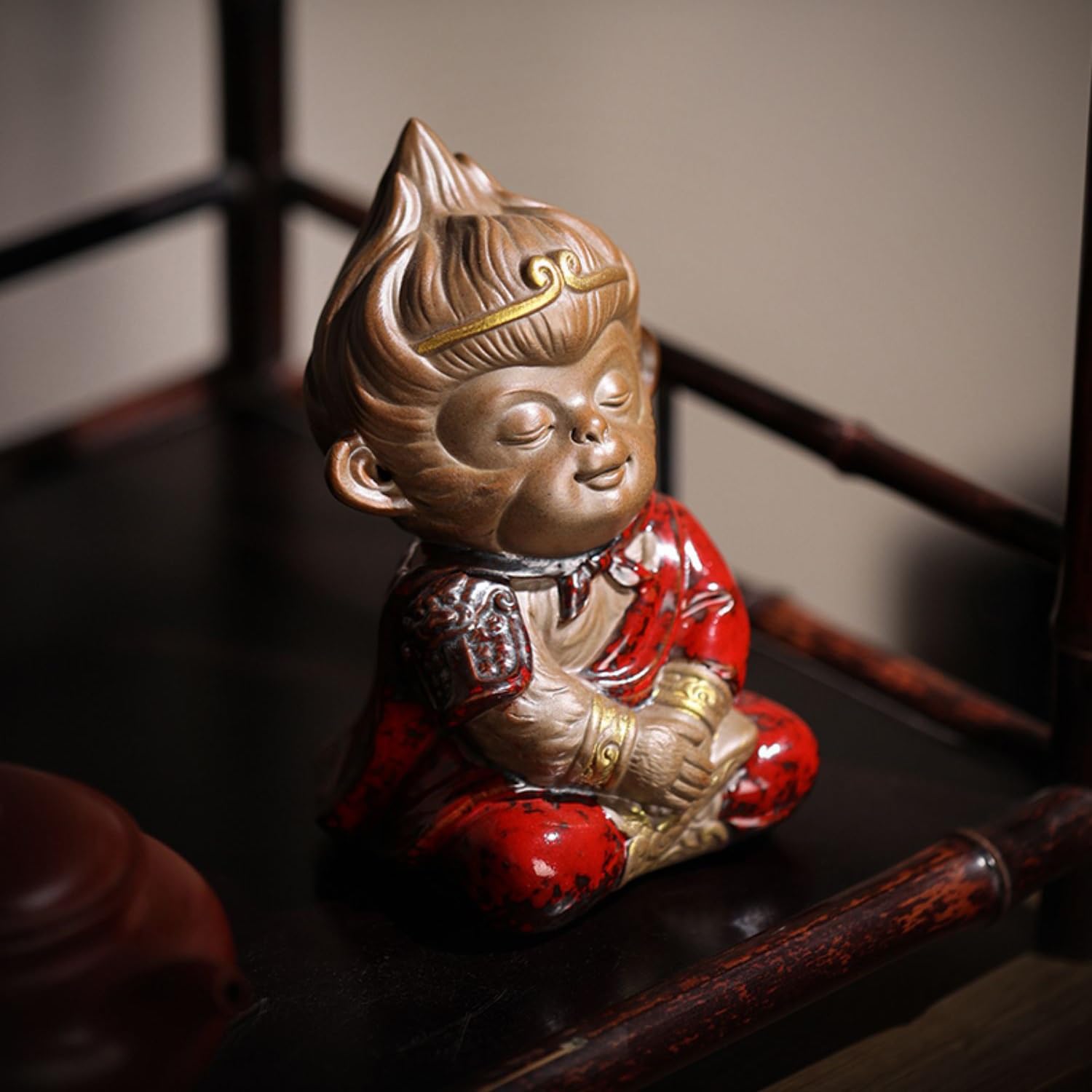 figurki zwierzątek， Zestaw 4 zabawnych figurek w kształcie małpy, ceramiczny zestaw do herbaty, akcesoria do rękodzieła, dekoracja stołu