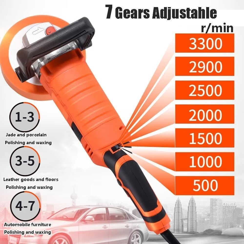Cordless Car Polisher,1580W Rotary Buffer Polisher Waxer,Buffer Polisher,Car Detailing Buffer Polishers Machine Kit, 7 Variable Speeds 500-3300 RPM