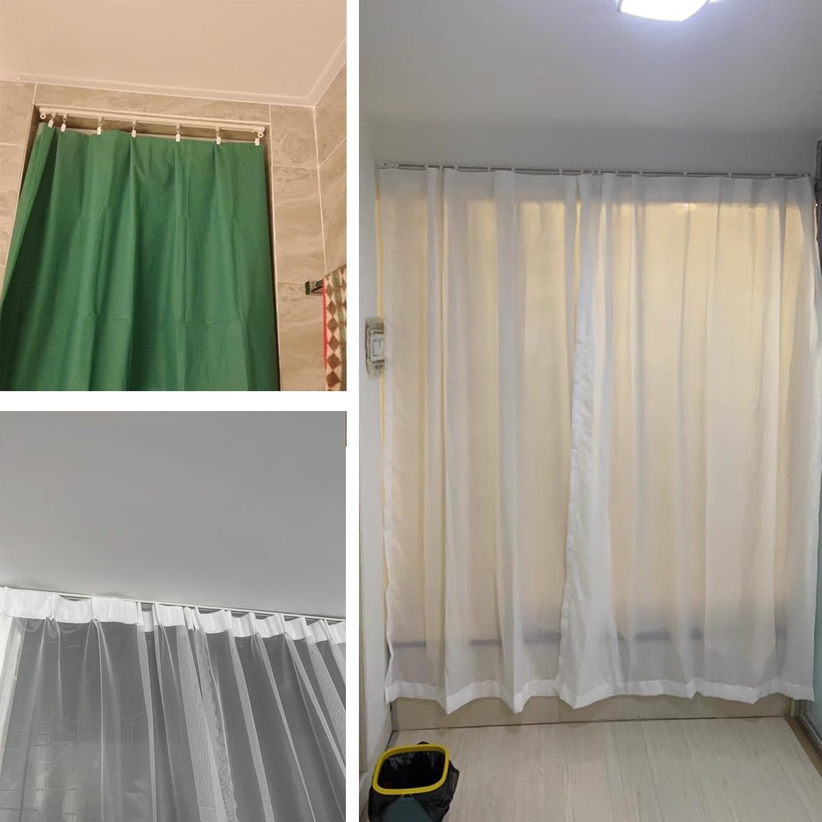 Samoprzylepna szyna do zasłon – bez wiercenia, łatwa instalacja do przegród pomieszczeń, regulowana od 90 cm do 4,5 m, bez uszkodzeń, klej Ra do gładkich sufitów, idealny do wystroju domu