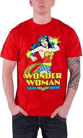 Wonder Woman Officially Licensed Merchandise Posing Girly Tee (D.Grey), Small