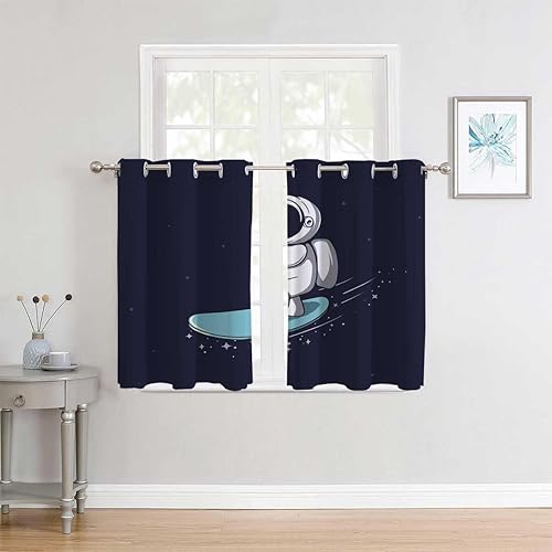 Miniatura 2 de Cortinas para Sala Elegantes Modernas - Cortina de dibujos animados de astronauta para puertas corredizas de vidrio, cortinas para cuartos