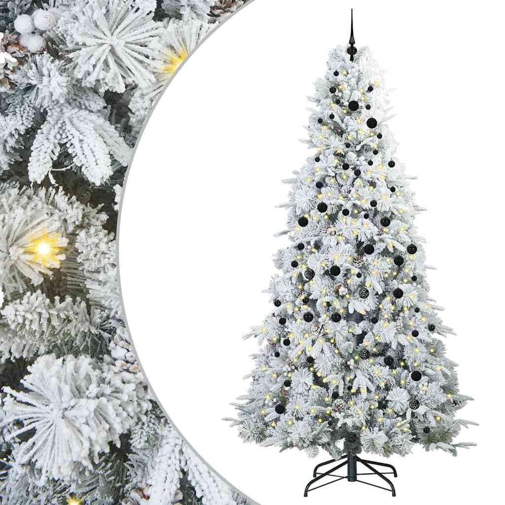 Sztuczna składana choinka zielona, 240 cm, PE i PCW, z 300 diodami LED o ciepłej białej barwie, do użytku wewnątrz i na zewnątrz, świąteczna dekoracja