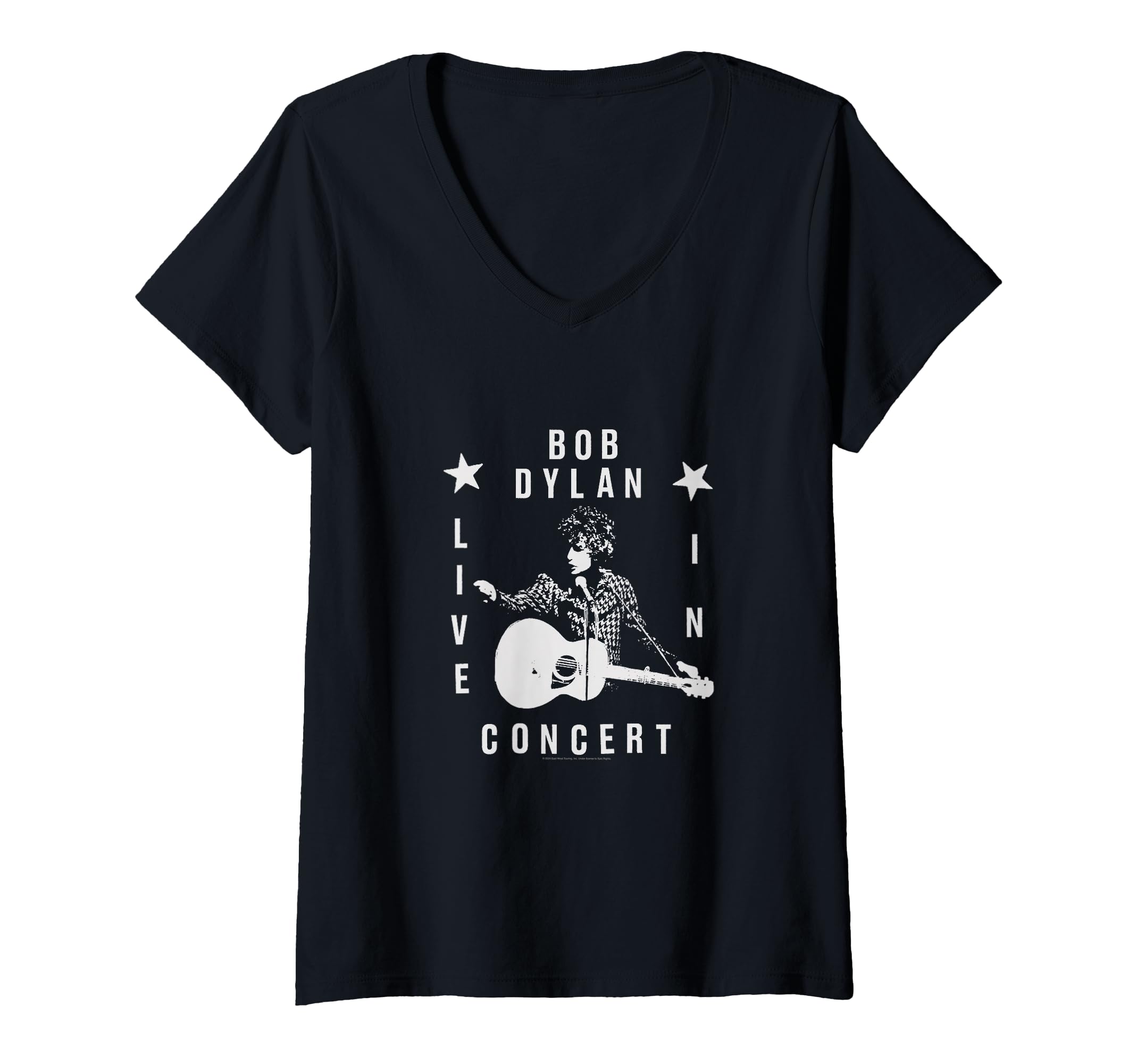 Womens Official Bob Dylan Live In Concert V-Neck T-Shirt