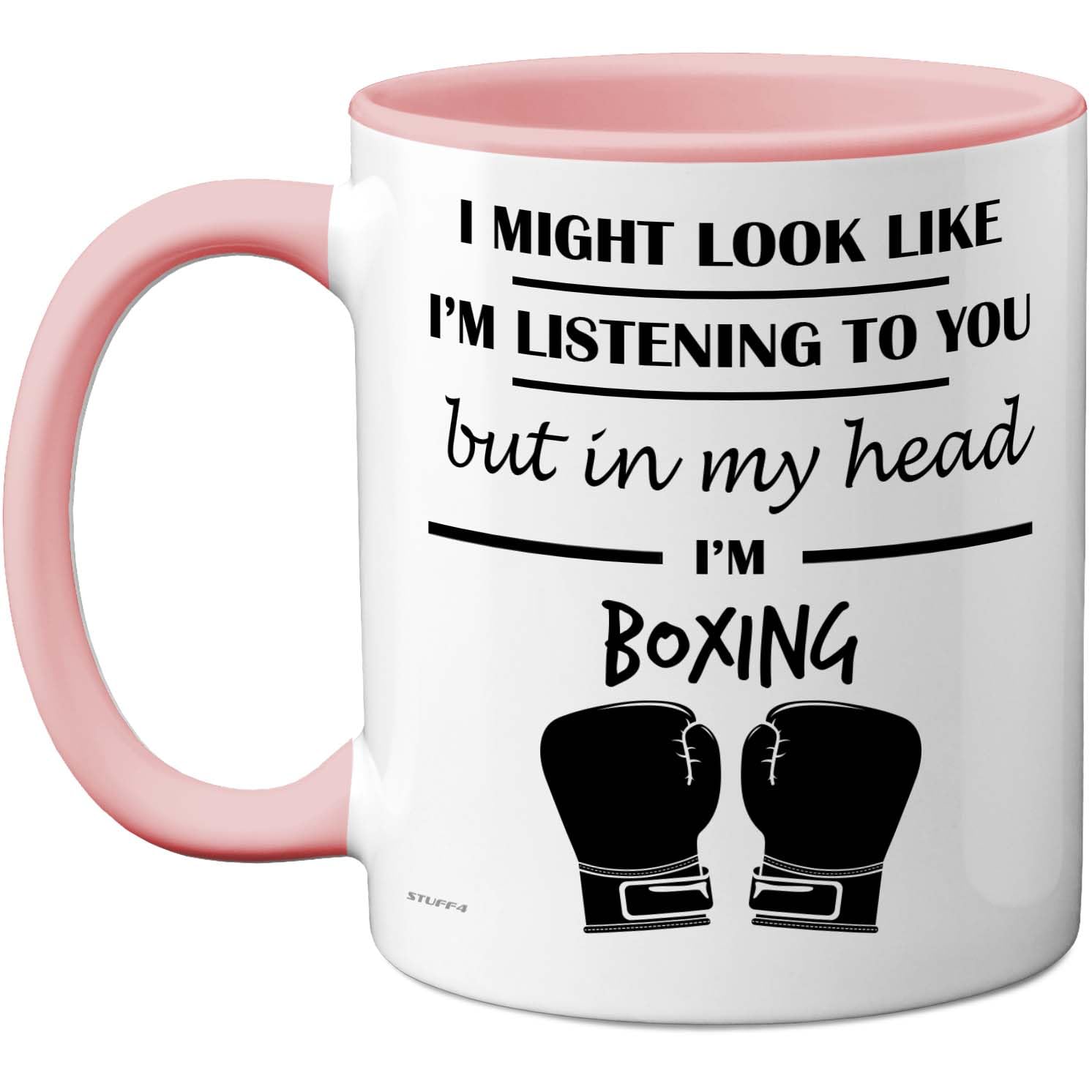 Stuff4 Boxing, in My Head Mug Pink Handle