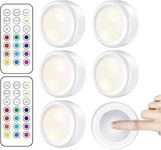 ZONTO Luces para debajo del gabinete, iluminación debajo del gabinete de cocina con control remoto, luces táctiles inalámbricas que cambian de color regulables, luces debajo del mostrador con función