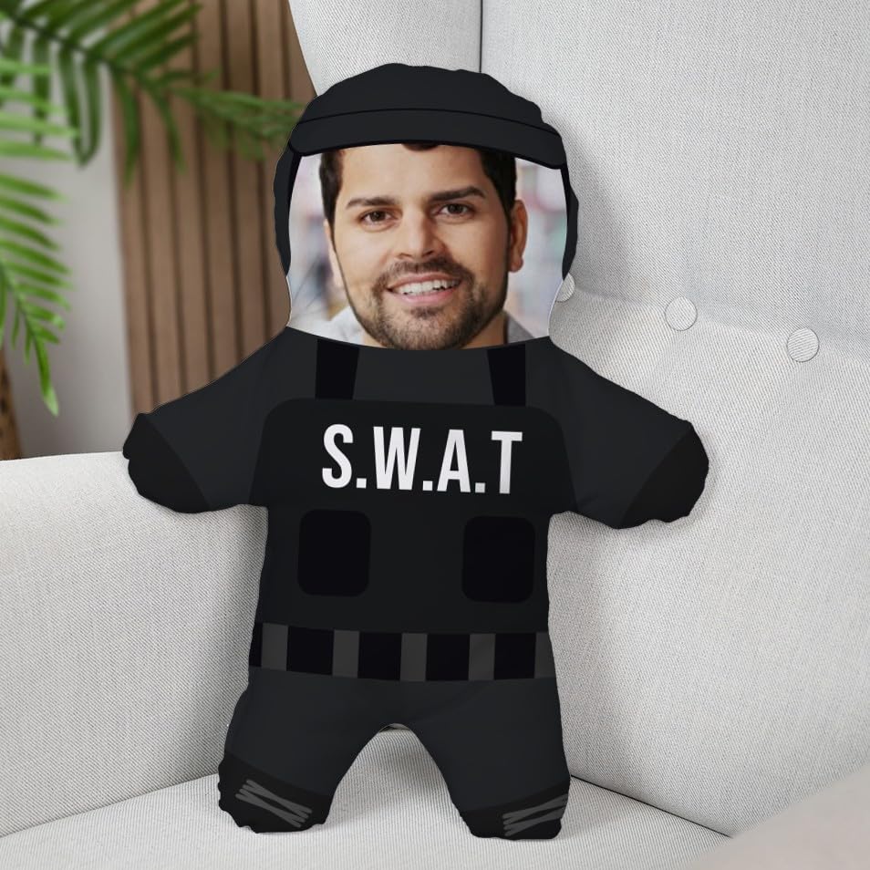Wanapix | Muñeco Personalizado con Foto | Personaliza con tu Foto | Impresa Doble Cara 3D | Regalo Original y Divertido | Swat