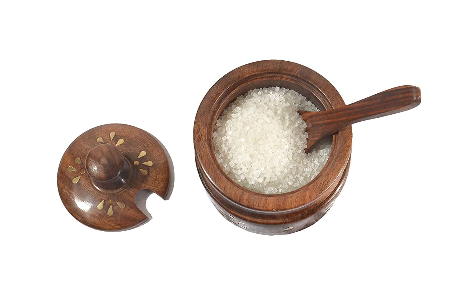 Wooden Sugar Pot & Spice Jar with Spoon -4