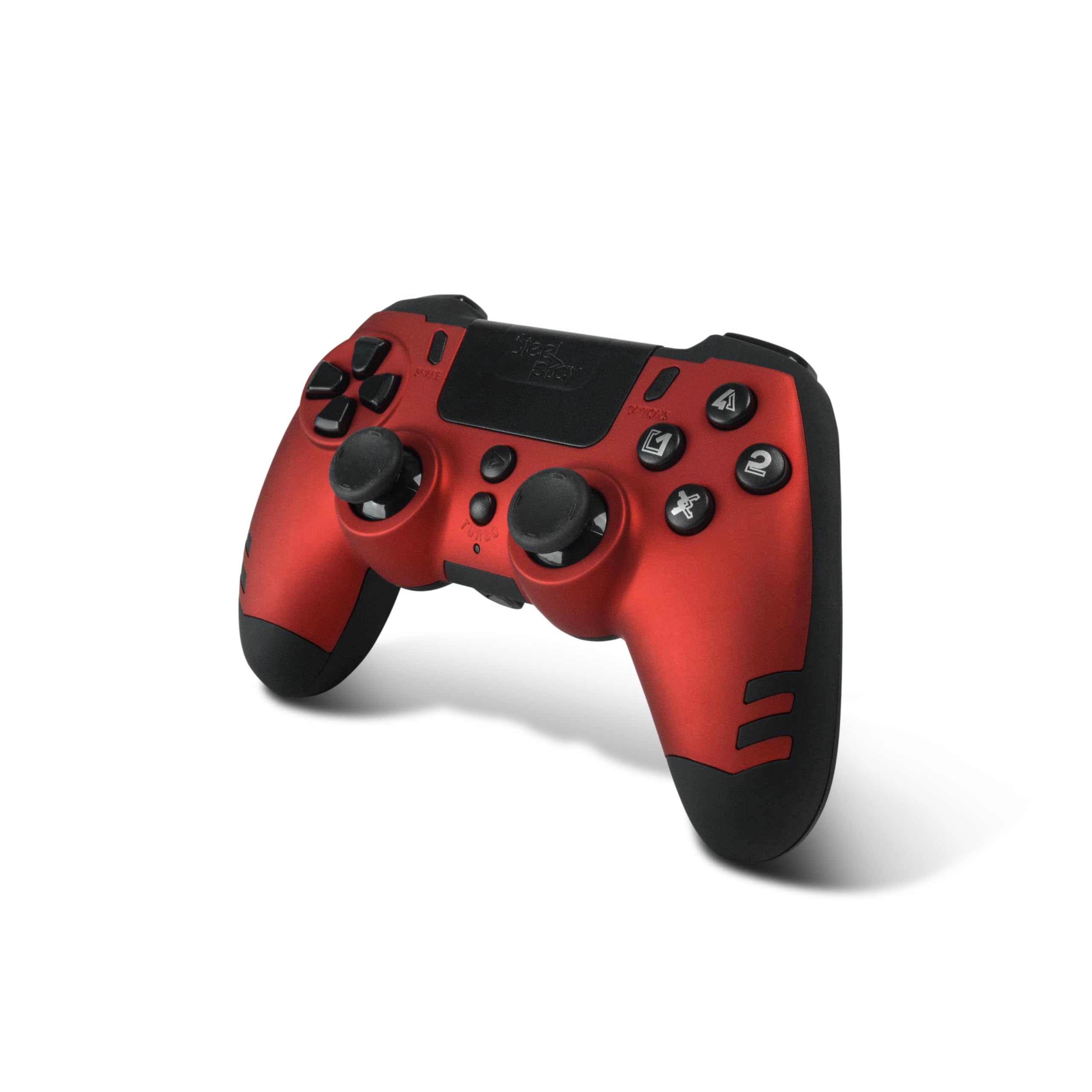 Steelplay, METALTECH, manette de jeu sans fil pour PS4, gamepad avec double système de vibration, manette bluetooth compatible avec PS4, PS3 et PC - Rouge