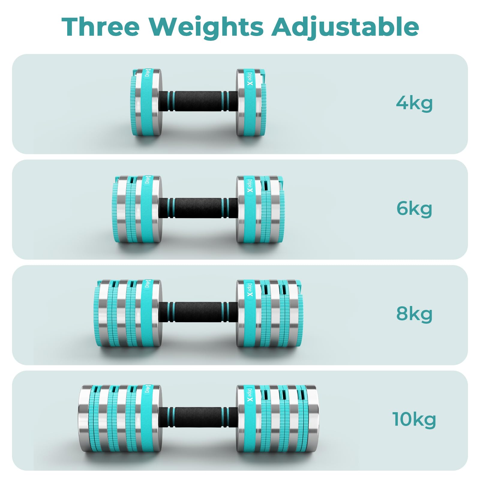 Dripex Verstellbare Hanteln Set, Hanteln Ein Paar 5kg-10KG mit einem Gewicht schnell Justierbare von 3kg-10kg Innovative Stahlhantel für Zuhause