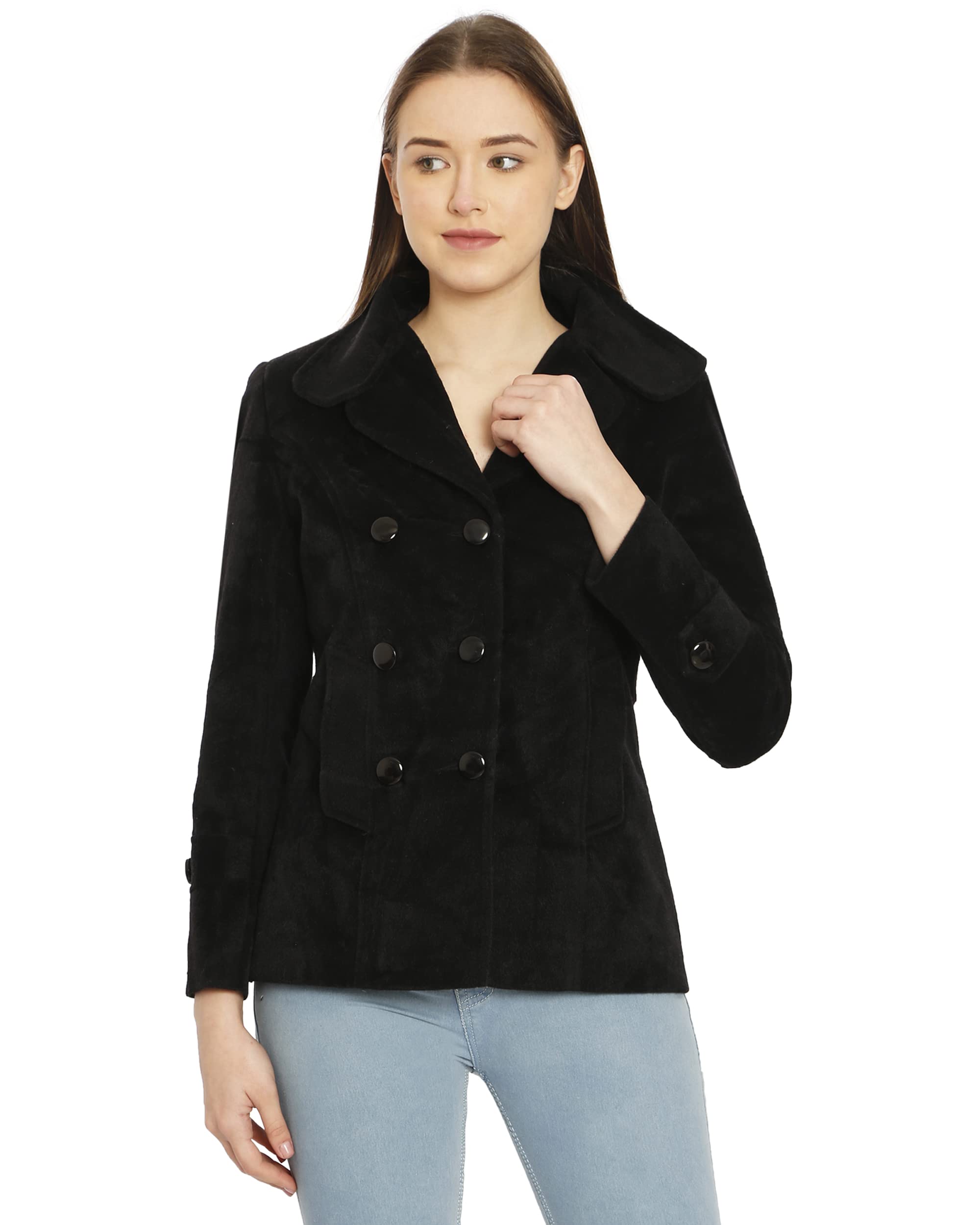hautemoda Women Velvet Short Buttoned Coat/Blazer for Winters-picture-14
