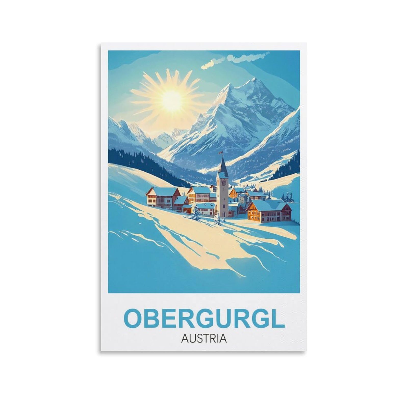 Xllyxygjq Unframe-Style Obergurgl Austria Vintage Travel Poster 08X12inch(20X30cm) Canvas Wall Art Poster Print Artwork Painting Picture For Home Decoration Living Room Office Bedroom