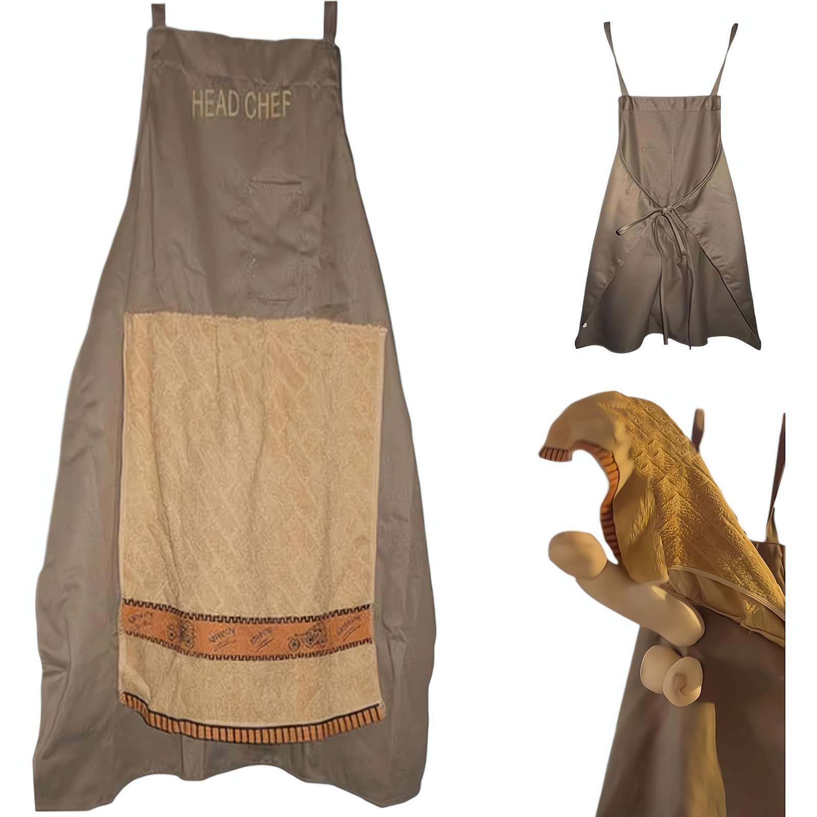 Prank Apron, Hilarious Prank Aprons Openable Towel Design, Creative Pranks Aprons for Men, Funny Cooking Apron with Hidden Pocket, Gift for Father's Day, Chef