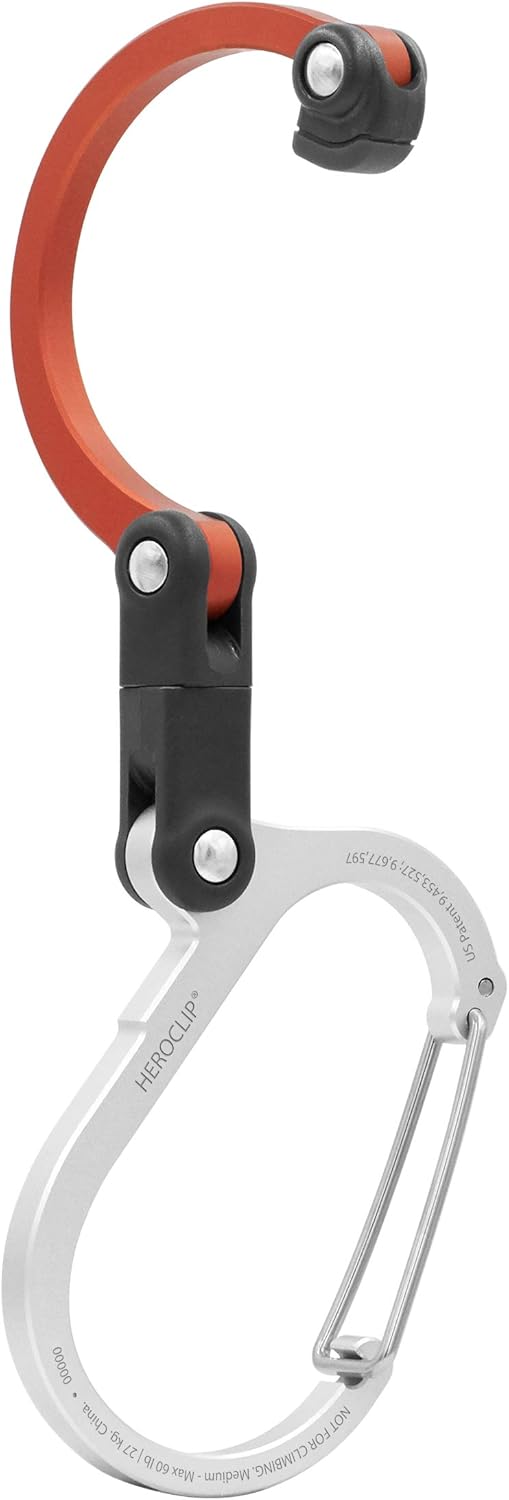 Gear AID HEROCLIP 360° Swivel Carabiner Gear Clip and Hook (Medium) for Camping, Backpack, Suitcases and Garage Organization